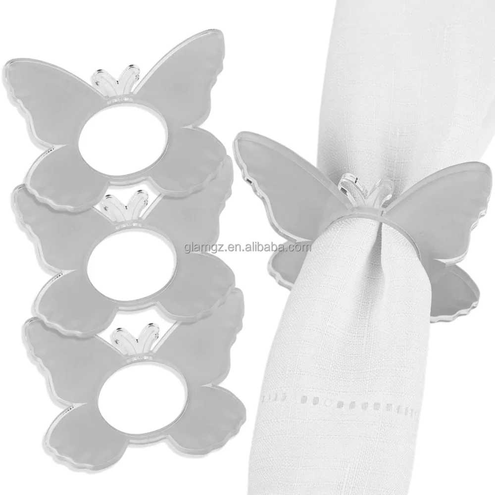 White Black Flower Printing Acrylic Lucite Napkin Ring