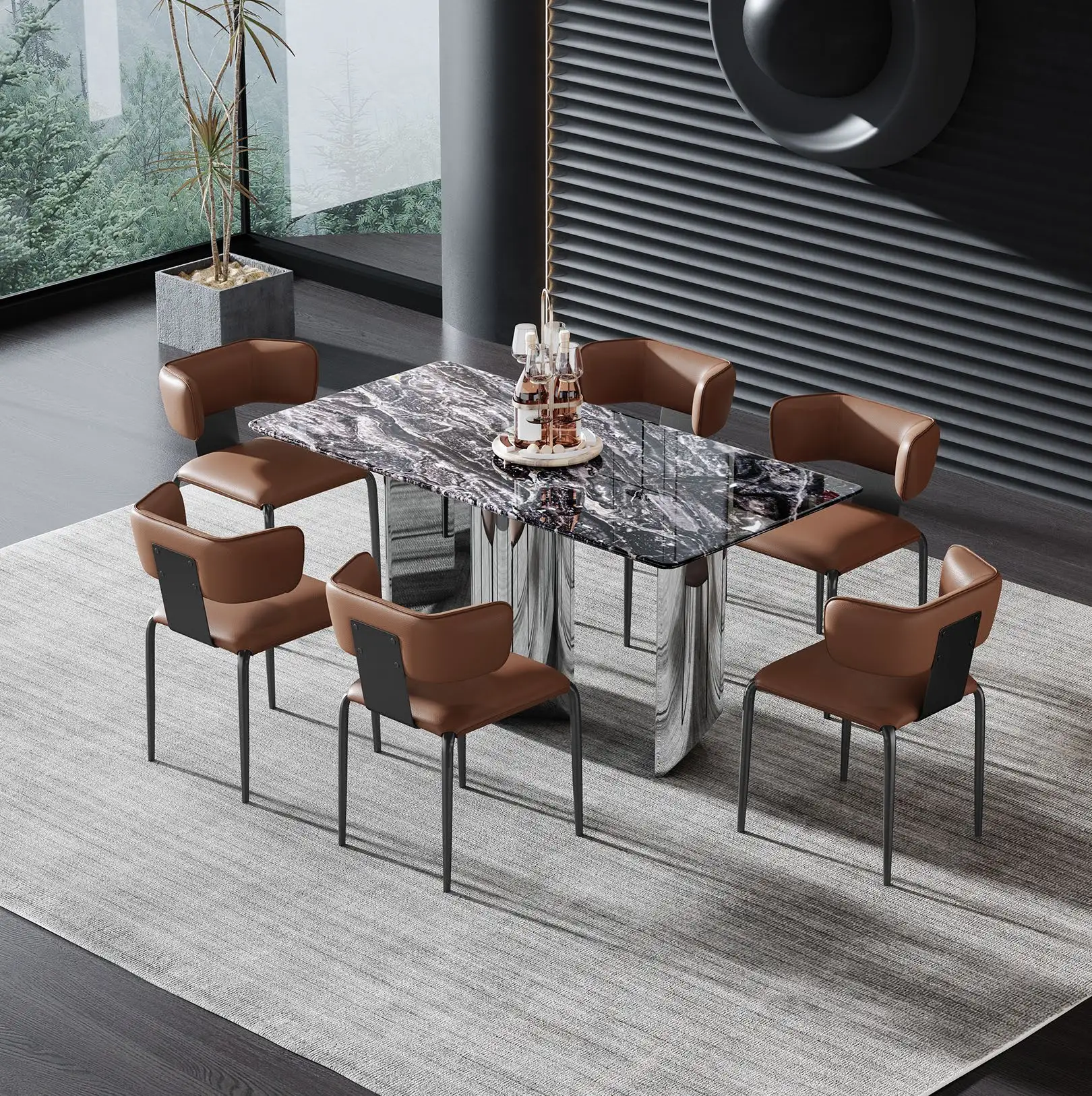 Modern High Quality Extendable Dining Table Eco-Friendly Anti-Pollution Ceramic Sintered Stone Enhances Dining Room Furniture