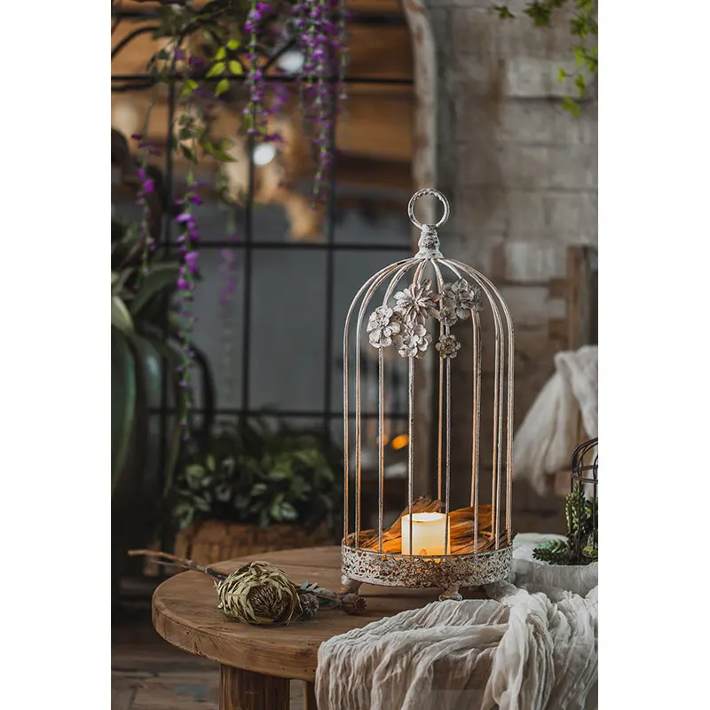 Handmade Design Antique Candelabra Birdcage Style Lantern Luxury Candles Holder Vintage Decorative Centerpieces Iron Candlestick