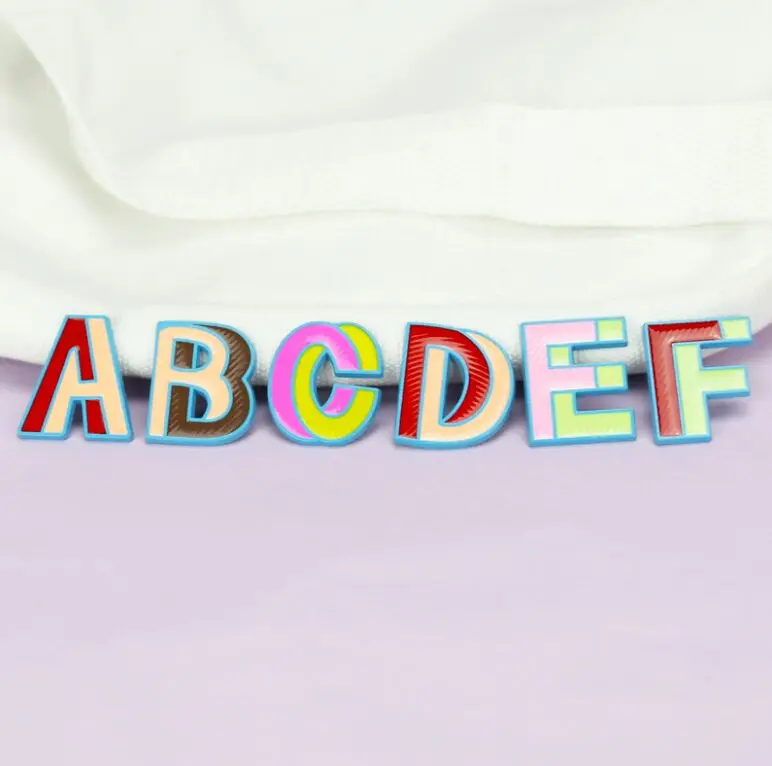 rainbow color 26 letters initial lapel pin, soft enamel colorful alaphabet A-Z pin badge emblem for garment hat pin souvenir
