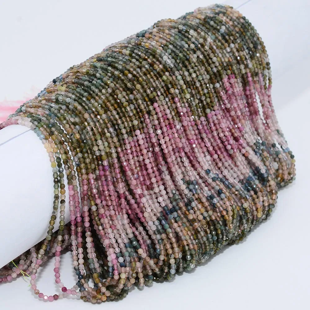 Natural Multiple Color Tourmaline Faceted Round Beads 2.4mm, Selected Color
