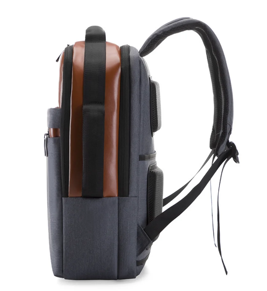 wholesale teavel laptop backpack bag men, hiking USB charger leather backpack with luggage belt