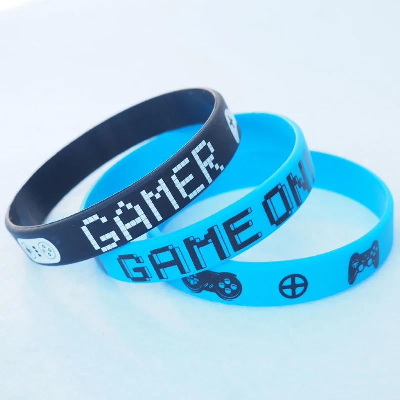 Free Sample Silk Screen Printed  Customize Logo Silicone Bracelet Rubber Wristband, Hot Sale Game Player Wrist Bands Silicone
