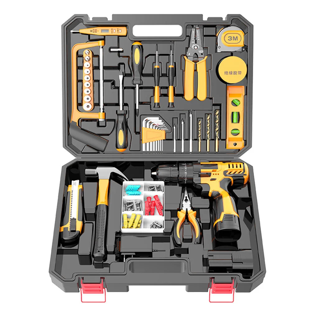 Wholesale 24pcs 800W Cordless Electric Drill Kit 25V 7500MAH Li-ion Battery 10mm Brushless Variable Portable Power Tools OEM ODM