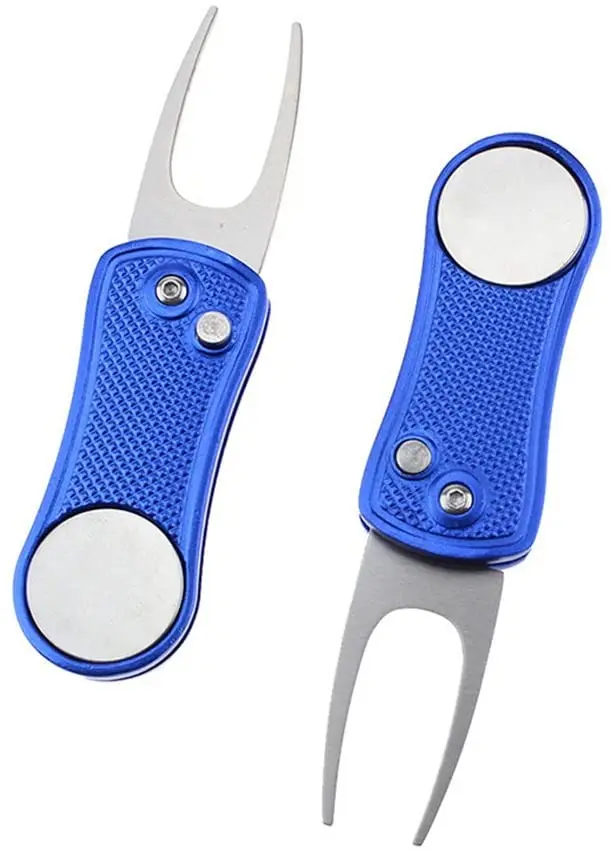 Wholesale Portable and Foldable Golf Divot Repair Tool Magnetic Golf Ball Marker Tool Stainless Steel golf Divot Tool