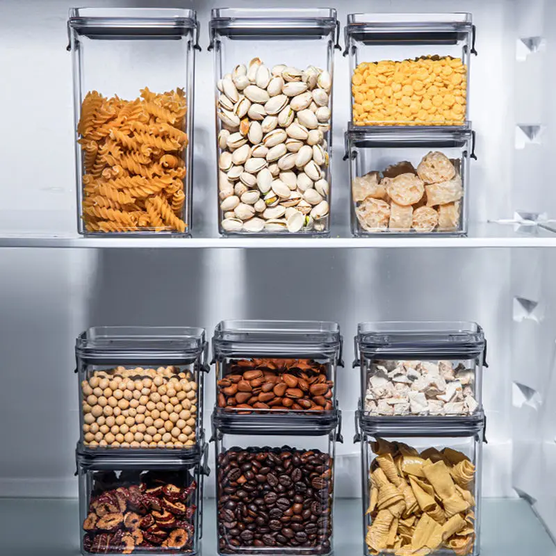 Classic Upright bins transparent box 5 Size Plastic food storage containers Cereal kitchen accessories with Silicone Sealed Ring