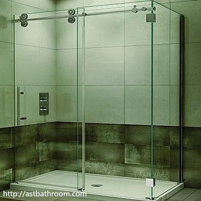 ASTech OEM ODM Chrome Brushed Nickel Bathroom Sliding Frameless Rectangular Tempered Glass Shower Room