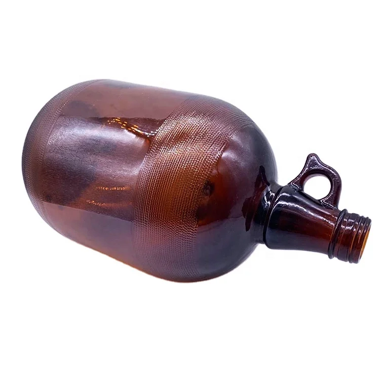 High quality 128oz 4000ml 4L big amber glass beer wine growler bottle with screw cap