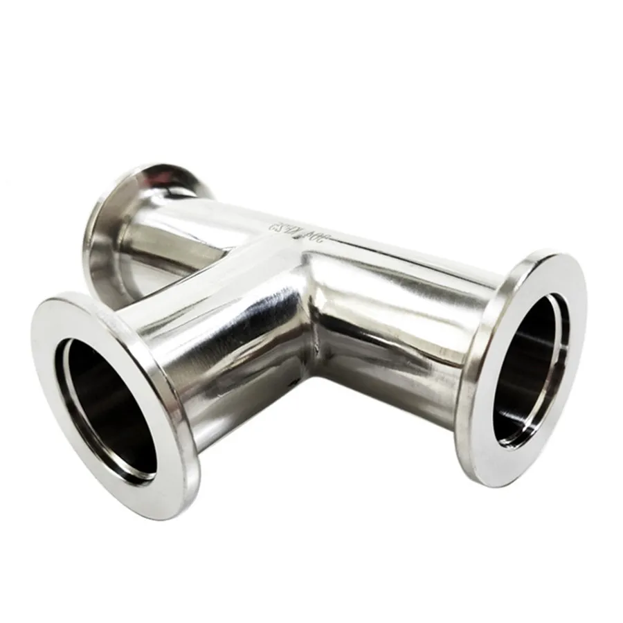 Stainless Steel 304L 316L Vacuum Pipe Fittings KF25 KF40 KF50 Equal Tee Flanges