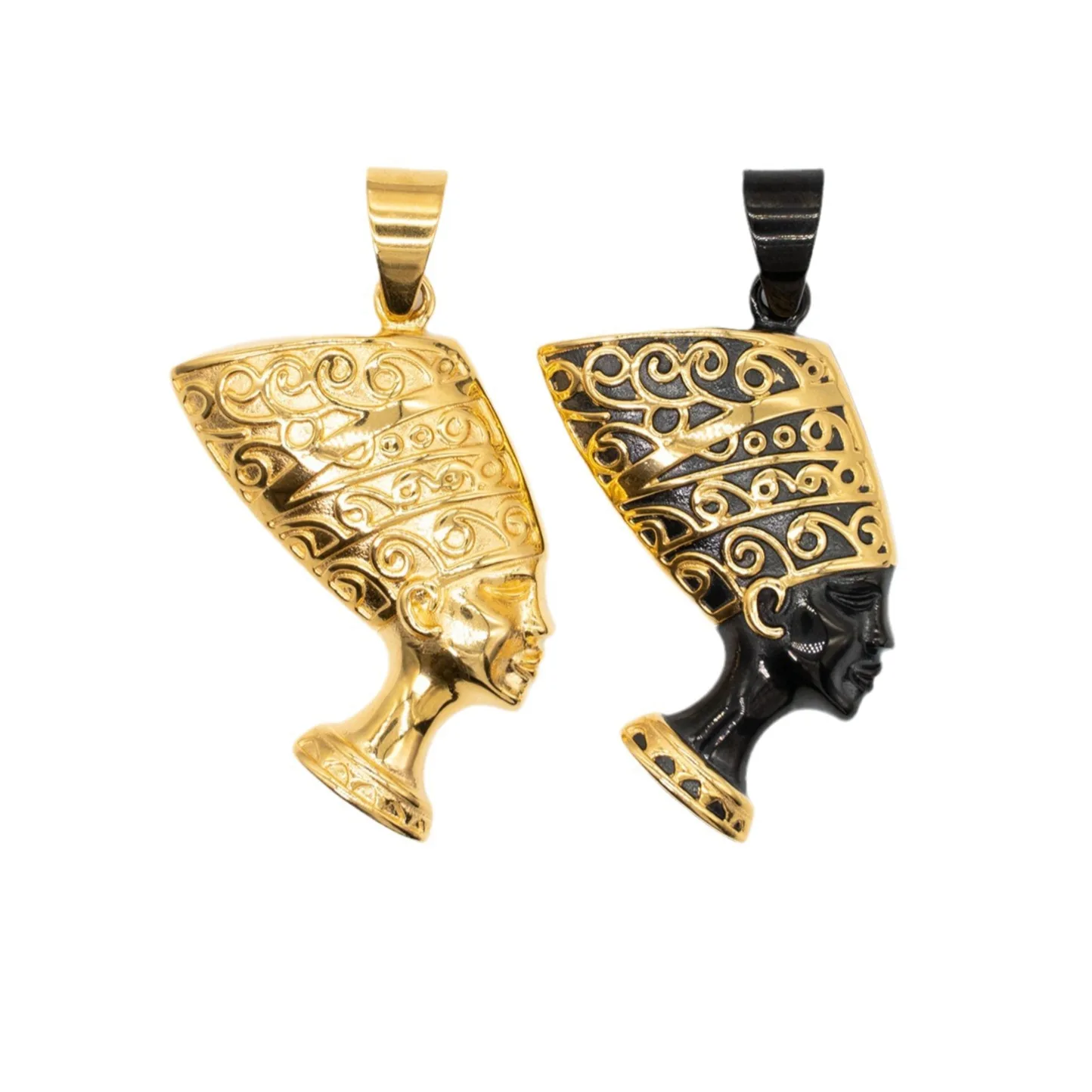 Yiwu DAICY Hip Hop gold plated Egyptian Queen Cleopatra Pendant stainless steel Nefertiti Necklace for women men