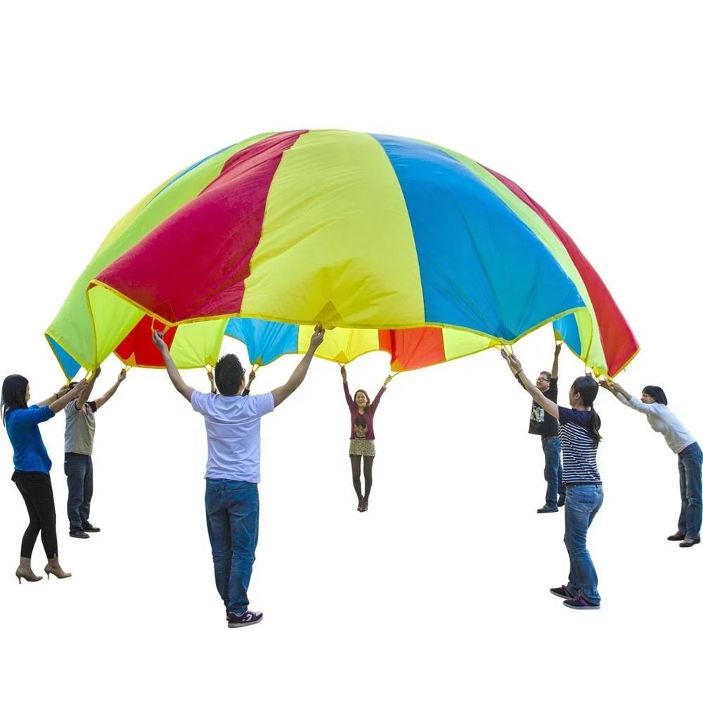 Kids Play Parachute Rainbow Parachute Toy Tent Game for Children Gymnastic Cooperative Play and Outdoor Playground Activities