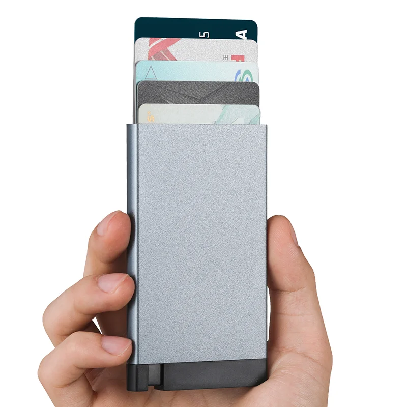 Ready to Ship Hot Sale Metal RFID Anti Theft Pop Up Automatic Business Aluminum Wallet Card Holder