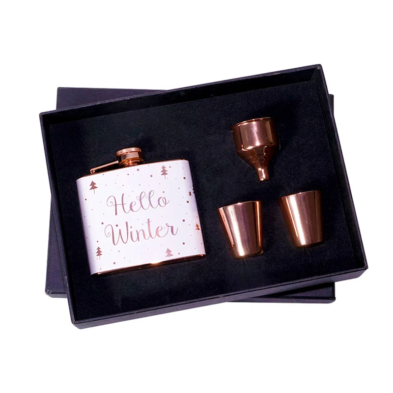 Hip Flask Gift Set, Hip Flasks for Liquor for Lover, 8 Oz Rose Gold Hip Flask Set