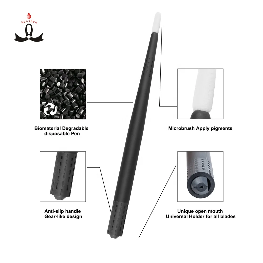 Wenshen YD OEM Disposable Microblading Tool Black Tattoo Pen for Eyebrow makeup Blade Holder