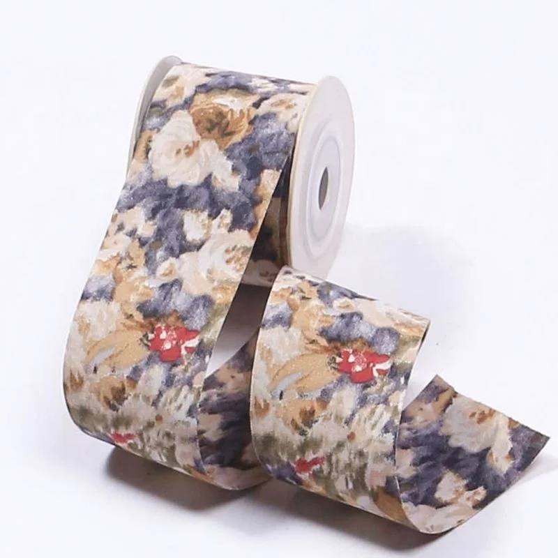 Vintage Oil painting  ribbon DIY tie-dye collar flower bow handmade hair accessories hair bows flowers gift packaging decoration