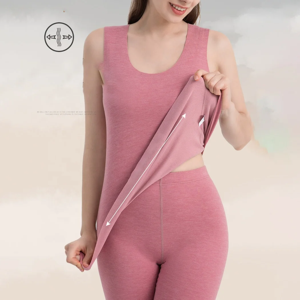 YIYI Winter High Quality Warm O Neck Sleeveless Underwear Soft High Stretchy Tights Warm Wears Women Thermal Underwear Base