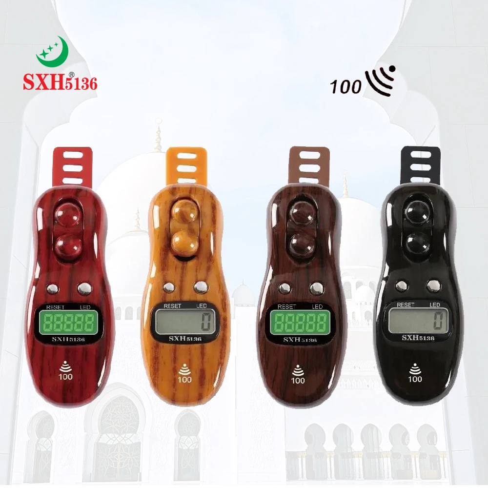 SXH5136 Factory Wholesale New Beads Digital Tasbih With LED x100 Beep Sound Hand Tally Counter Ring Tasbeeh Battery Replaced