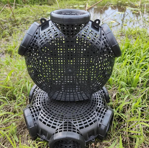 Fishing Net Cage Plastic Shrimp Trap Cage Easy to Install Hexagonal Three-Hole Catch Loach Lobster Mixed Fish Crayfish Catcher