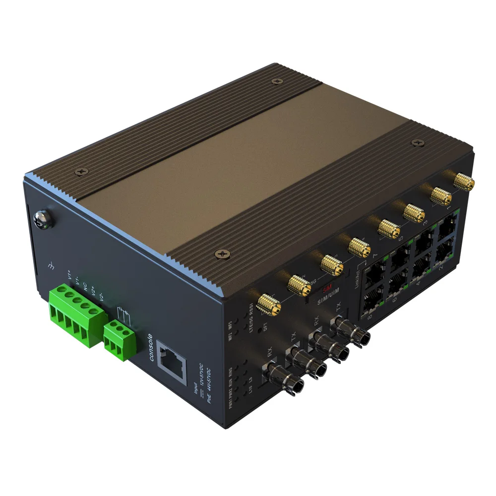 AC 85-265V 10 Port Wireless Industrial Ethernet Switch 8 1000M RJ45 2 1*9 Dual-band WIFI 5G/2.4G Antenna 1 Channel LTE 4G/5G