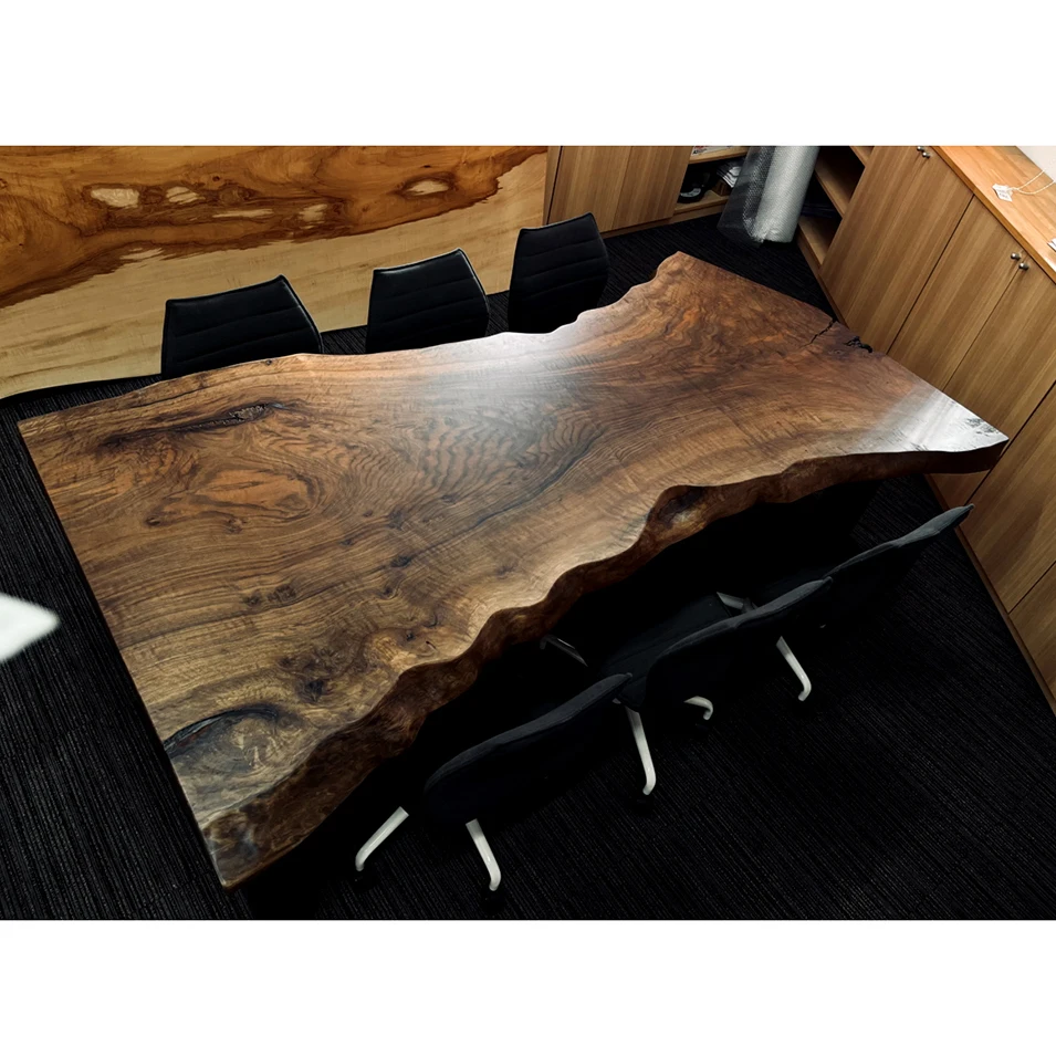 Hotel natural wood furniture modern irregular natural edge walnut coffee table solid
