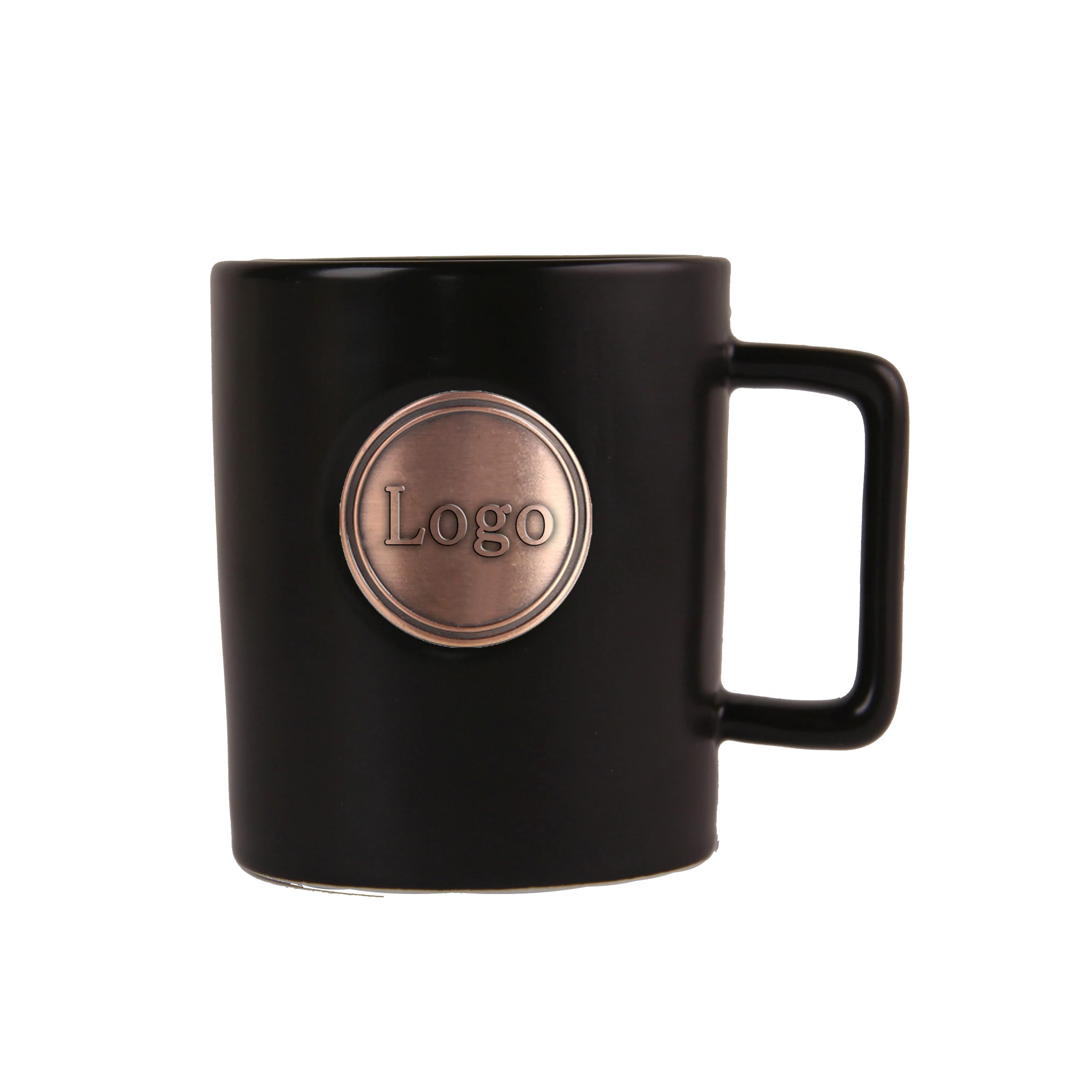 wholesale and customization factory direct brand promotion classic style ceramic mug with bronze stamp for home and gift