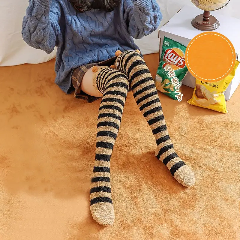 Japanese Mori Girl Animal Modeling Knee Socks Striped Cute Comfortable Thick Long Compression Winter Christmas Stockings
