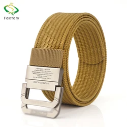 Double Loop Metal Buckle Fabric Cotton Multicolor Men Belt Outdoor Waist Belt