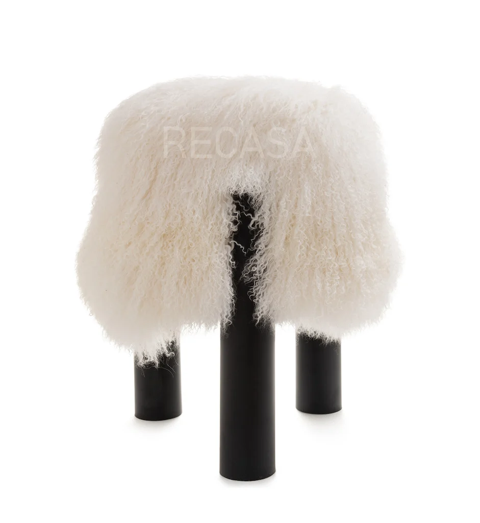 Modern Home Furniture Sheepskin Dining Chair White lamb Fur Dining Room Chair