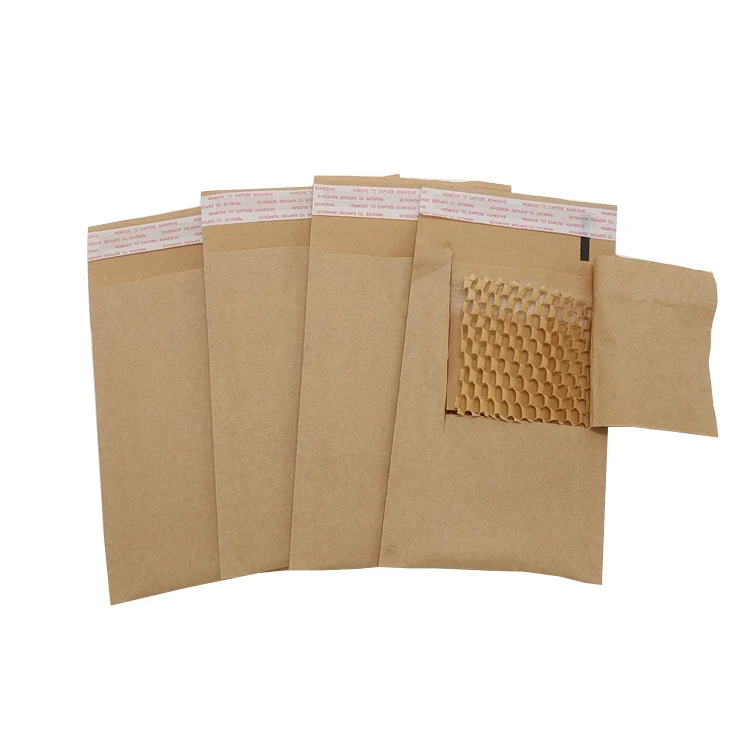 100% Recycled Biodegradable Kraft Paper Cushioning Protected Padded Envelopes Natural Honeycomb Padded Envelopes