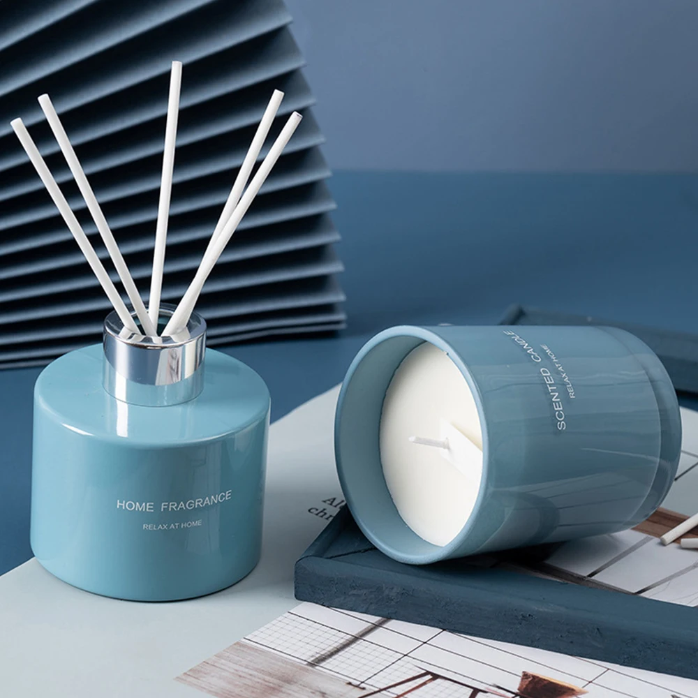 Amazon hotsale Colourful 100ml reed diffuser with sticks and scented candle AB gift box set