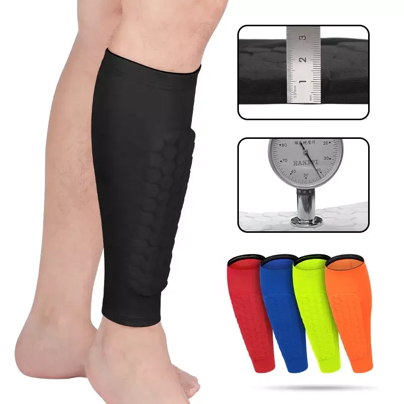 Custom High Quality Honeycomb Football Leg Strap Brace Support Pads Calf Compression Sleeve Soccer Shin Guard