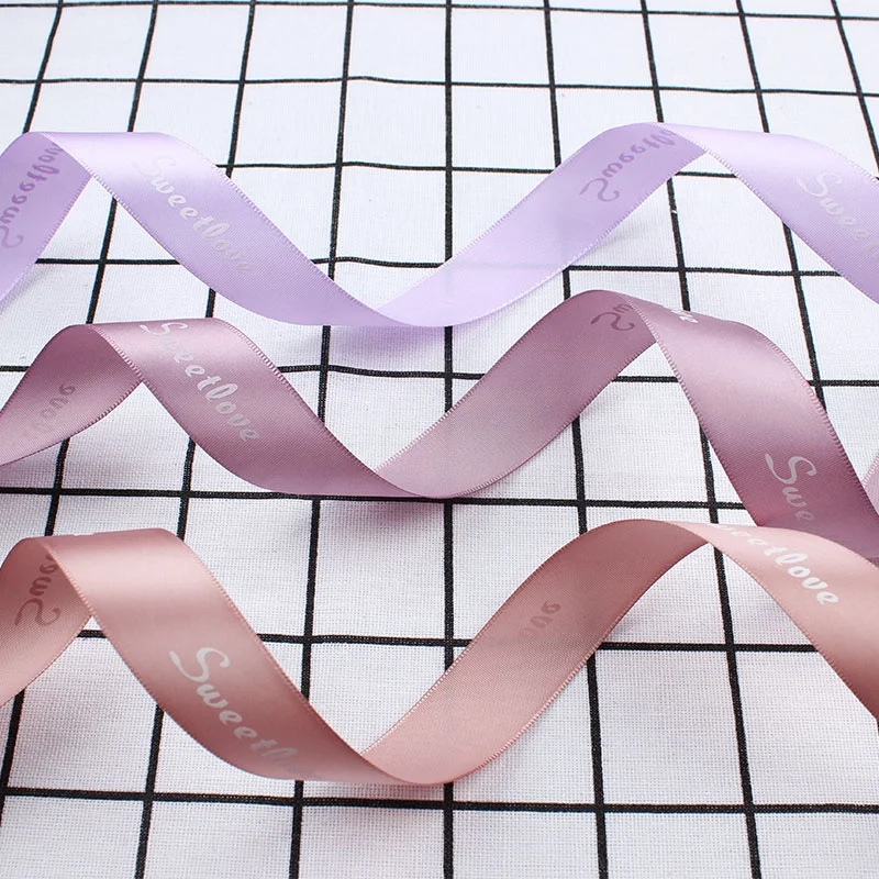 Personalized custom Company brand gift wrapping ribbon Custom logo gold foil printed 3d logo gift polyester satin ribbon