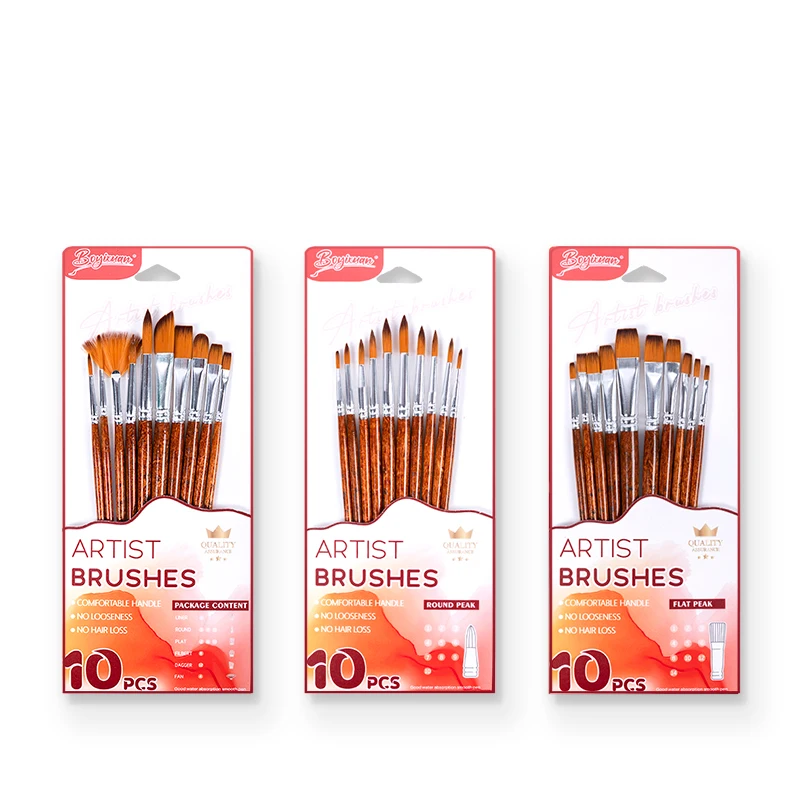 Art Painting Brushes Acrylic Artist Brush Wooden Handle Artist Paint Brush With Soft Nylon Hair