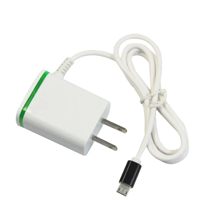 
1/2 Port USB Wall Charger 5V 1A 2.1A 3.1A cellphone charger with Cable V8 