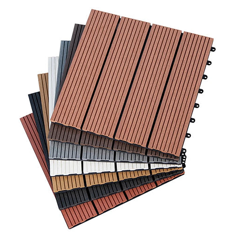 Exterior composite pvc diy wpc decking floor tiles patio deck tiles