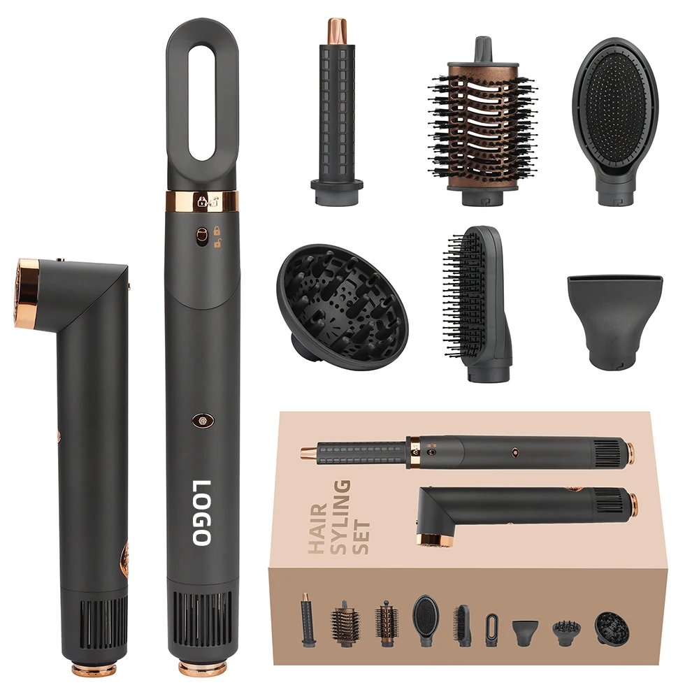 Customized Logo 7 In 1 BLDC Hair Dryer Negative Ion Hair Care Professinal Hairdryer Quick Dry Home Salon Hot Air Brush Set