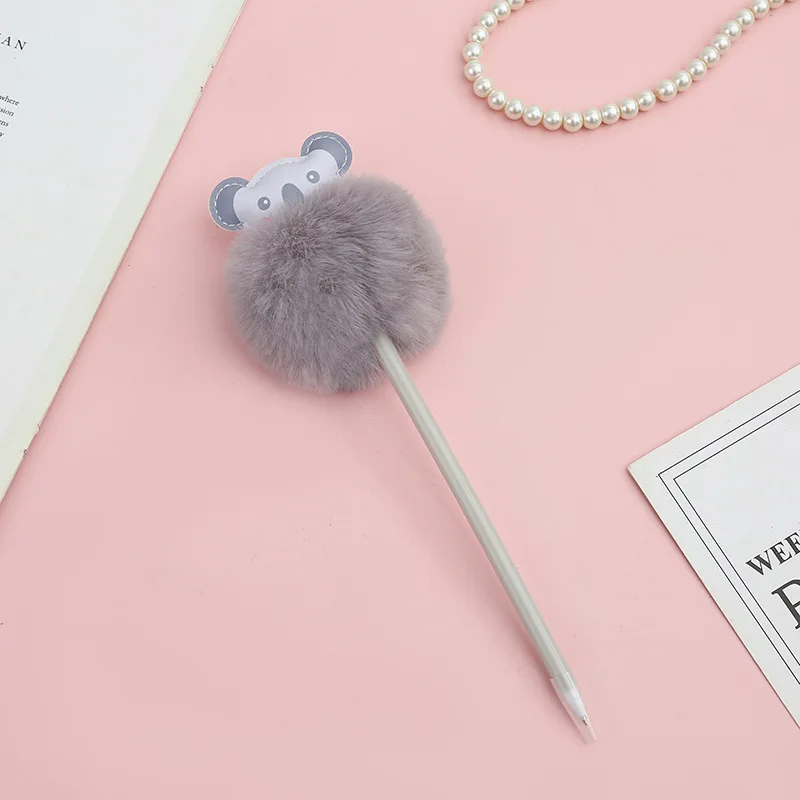 Creative Sweetheart animal furball pen Fashion simple plush ballpoint pen cartoon personality plush craft gift pen