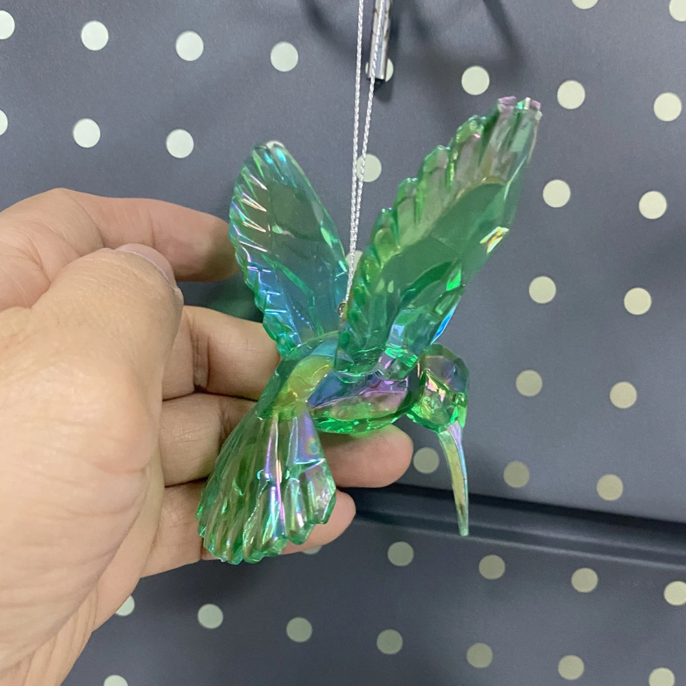 Christmas Bird Ornament Colorful Mini Bird Hanging Xmas Tree Transparent Acrylic Bird Animal Ornament For Party Decor
