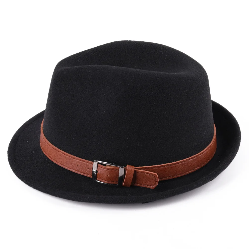 Wholesale unisex party men warm wool felt fedora hat with custom band