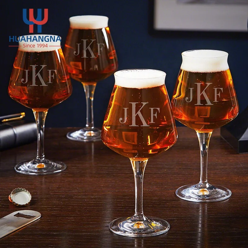 14oz Classic Custom Engraved Personalized Pint Tulip shaped Teku Stemmed Craft Beer Glass for Party Wedding Birthday