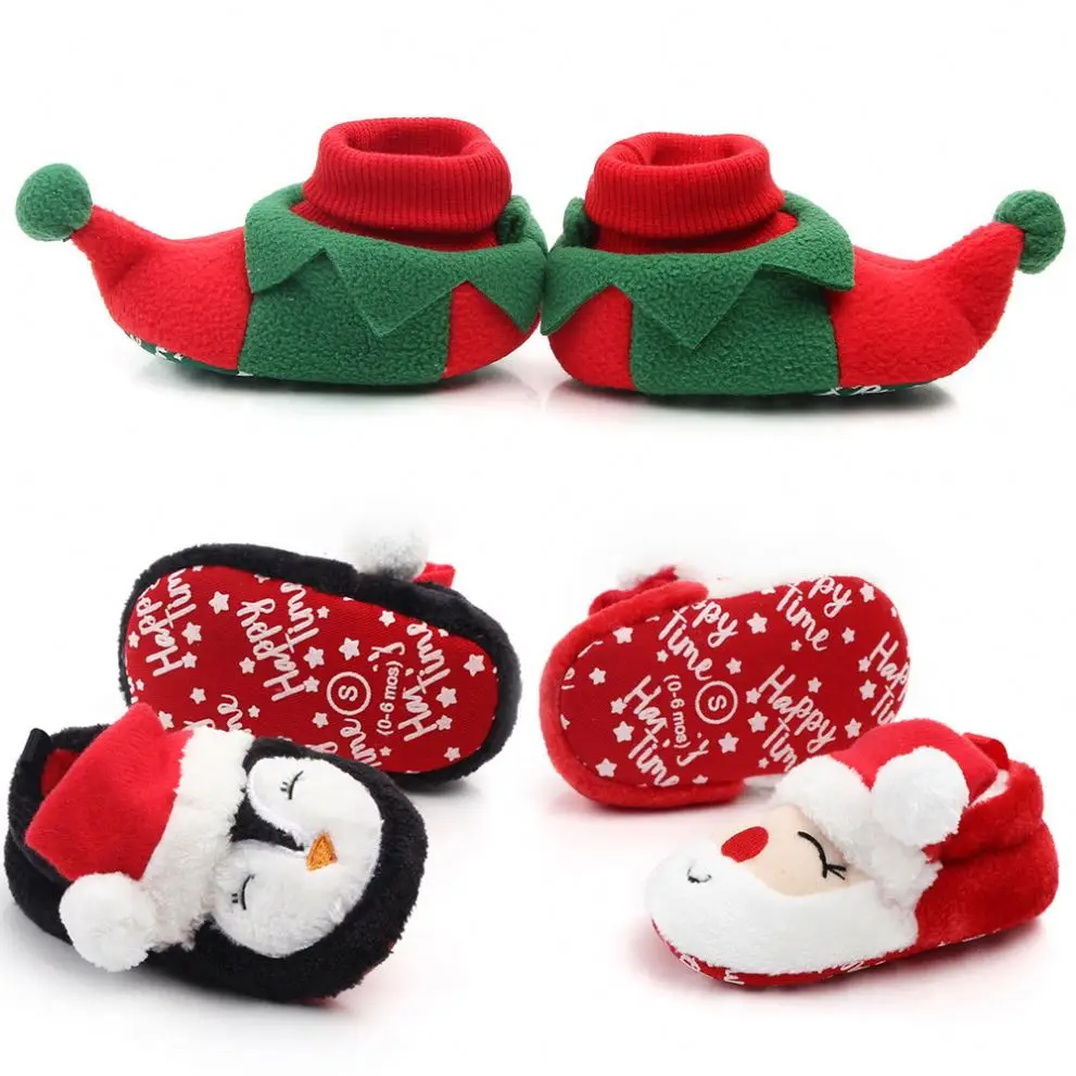 
Wholesale Winter Warm Soft Sole Christmas Santa Socks Boots Prewalkes Newborn Infant Baby Shoes 