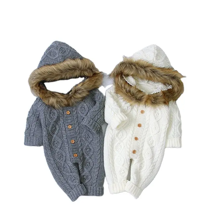 Детский свитер детский вязаный джемпер с длинными рукавами и капюшоном одежда теплая куртка для новорожденных комбинезон зимняя маленьких