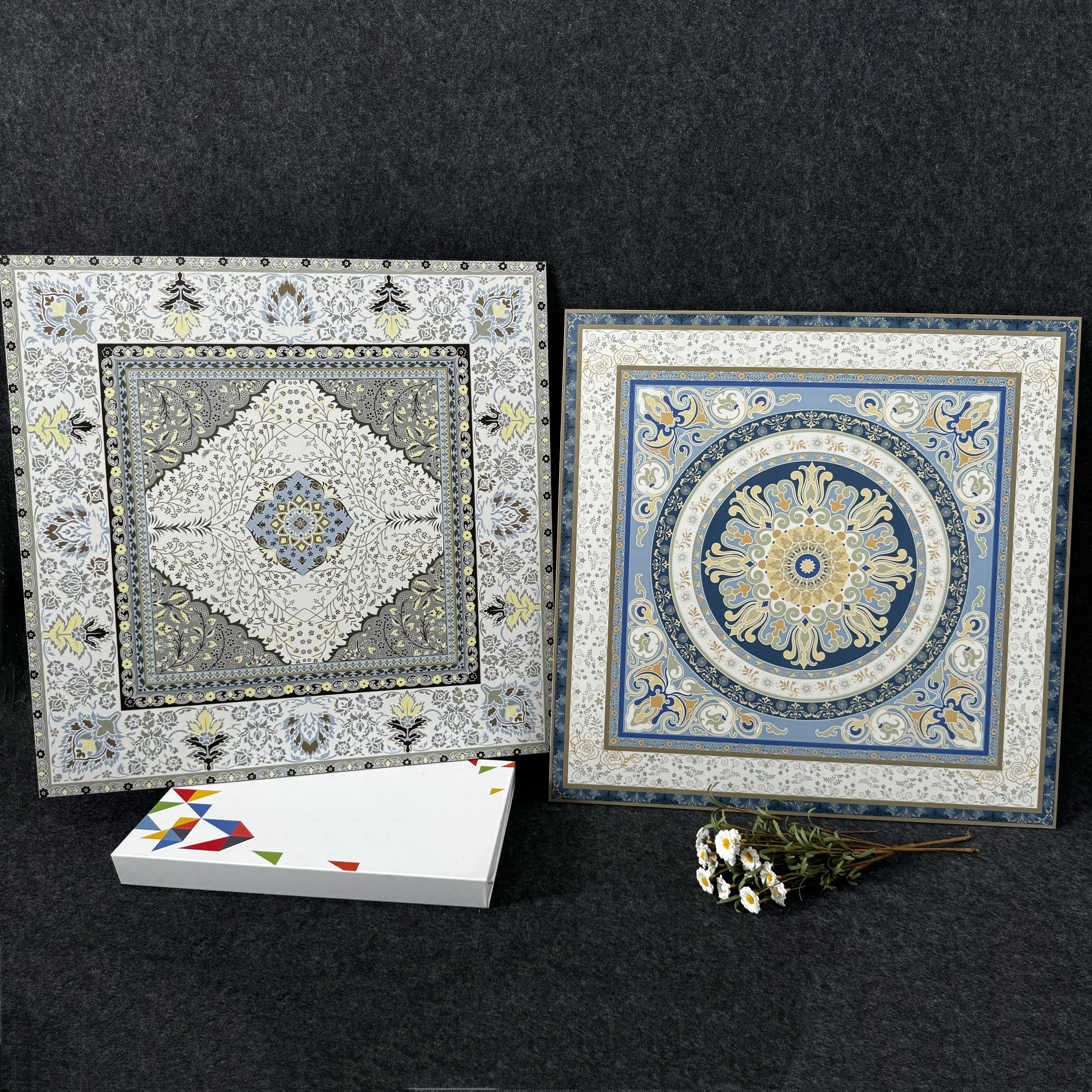 Decorative Flower 600*600mm Square  Puzzle Matt Surface Carpet Tiles For Church Floor and Lobby  Hall