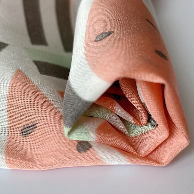 
telas fruits watermelon design printed polyester chiffon material microfiber fabric for baby clothing 