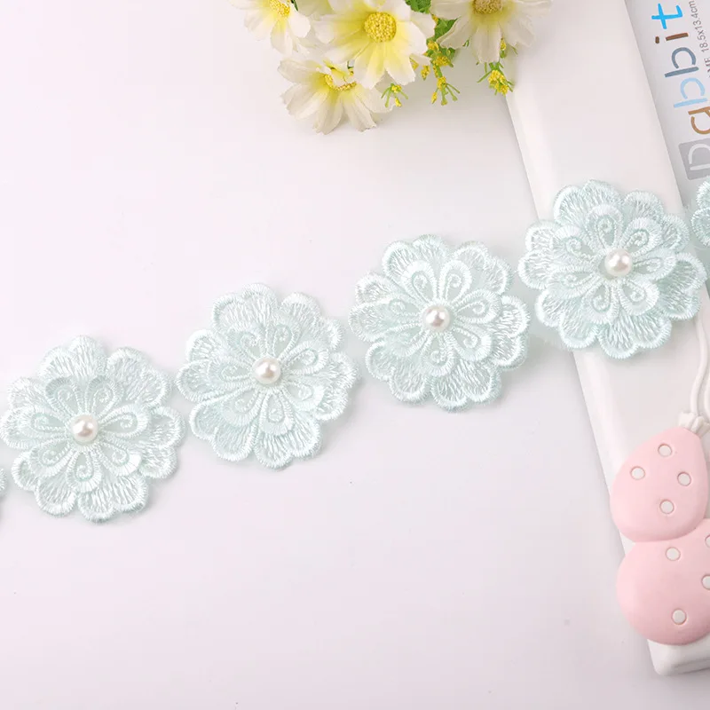 Manufacturers new popular wedding dress footwear clothing accessories lace handmade organza net nail bead edge