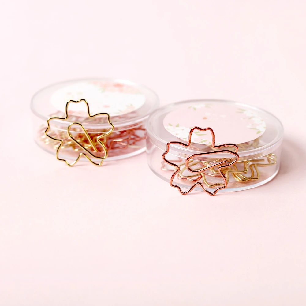Joytop Promotional Custom Rose Gold Metal Sakura Cherry Blossom Flower Paper Clips