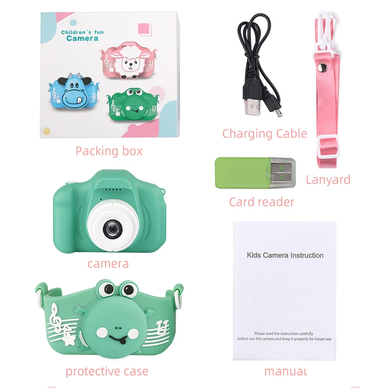 New Design Animal Cartoon Child Camera Kids Camera Toy With Silicone Protection
