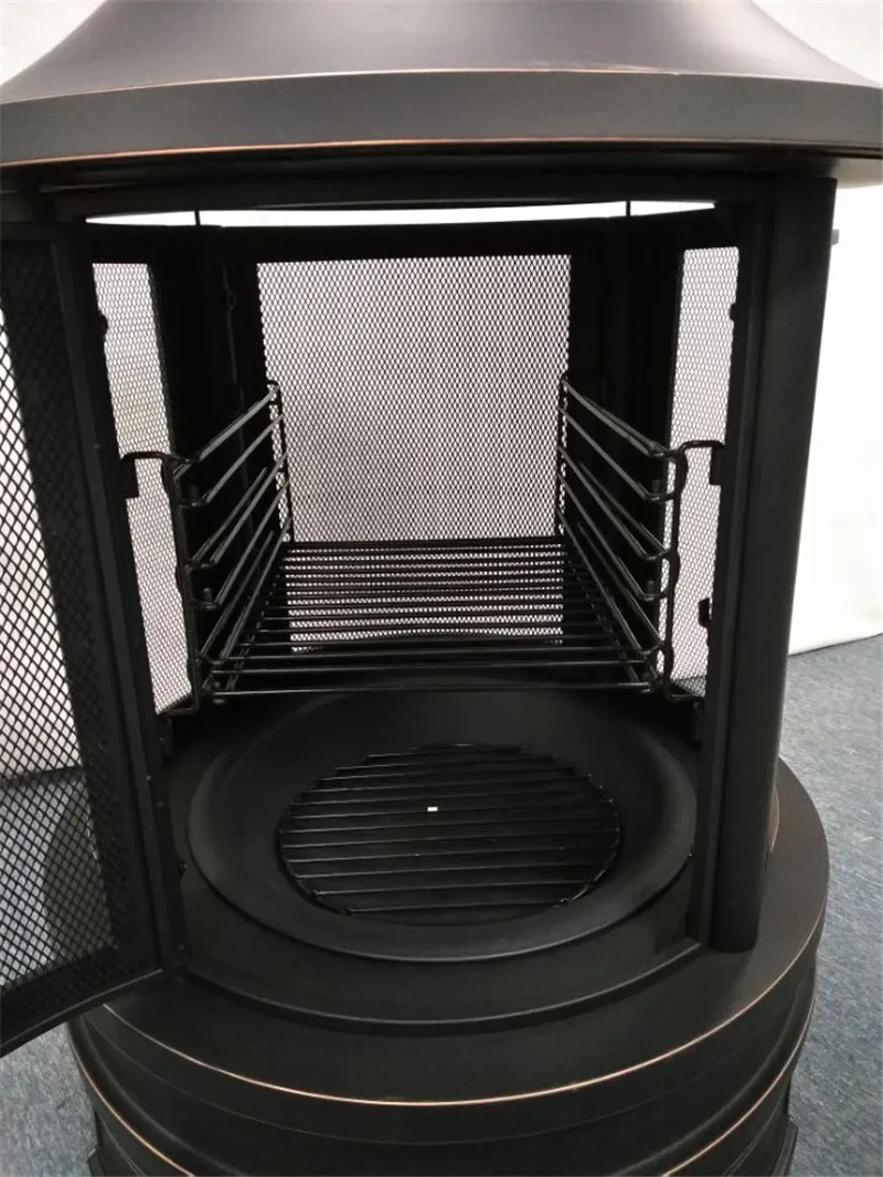 Hot sale garden charcoal wood burning outdoor/indoor barbecue bbq grills metal round chiminea cooking fire pit