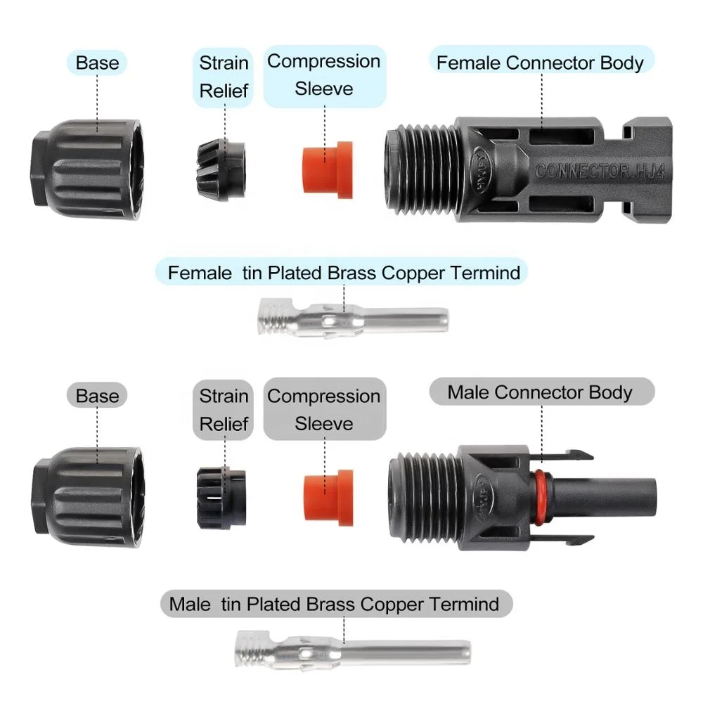 
solar panel connector, solar panel cable connectors, male and female connectors 