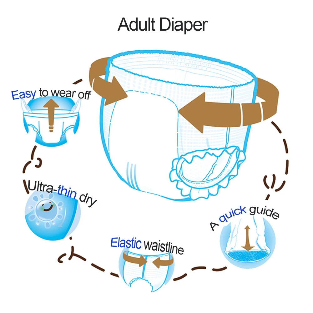 Adult Baby Diaper 6000ML High Absorption, Adult diapers Panties Printed In Indonesia
